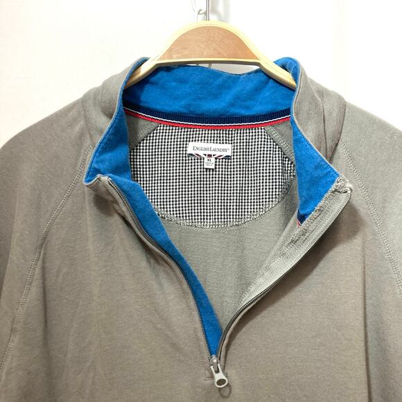 English Laundry Men’s Gray Blue Quarter 1/4 Zip Collar Pull Over Sweater - Picture 5 of 7